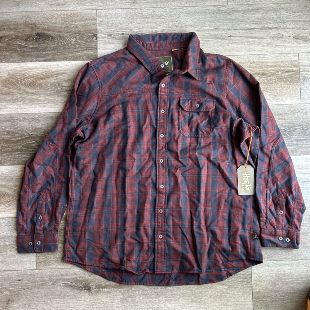 Howler Brothers Men's Flannel Plaid Shirt size XXL Red Blue Burgundy NEW